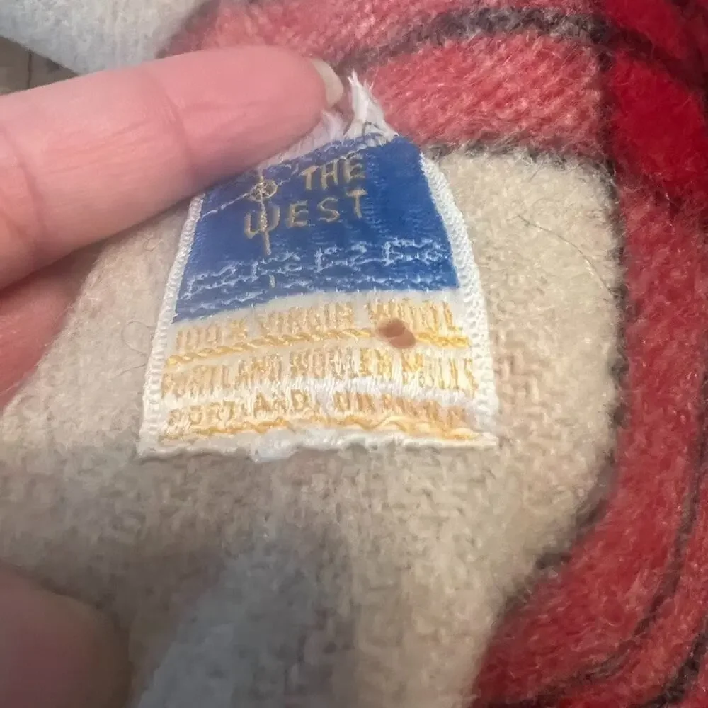 The West 100% Virgin Wool Red Plaid Fringed Throw Blanket 55.5